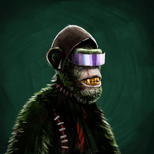 Matasa's ape portrait: a hood and VR visor